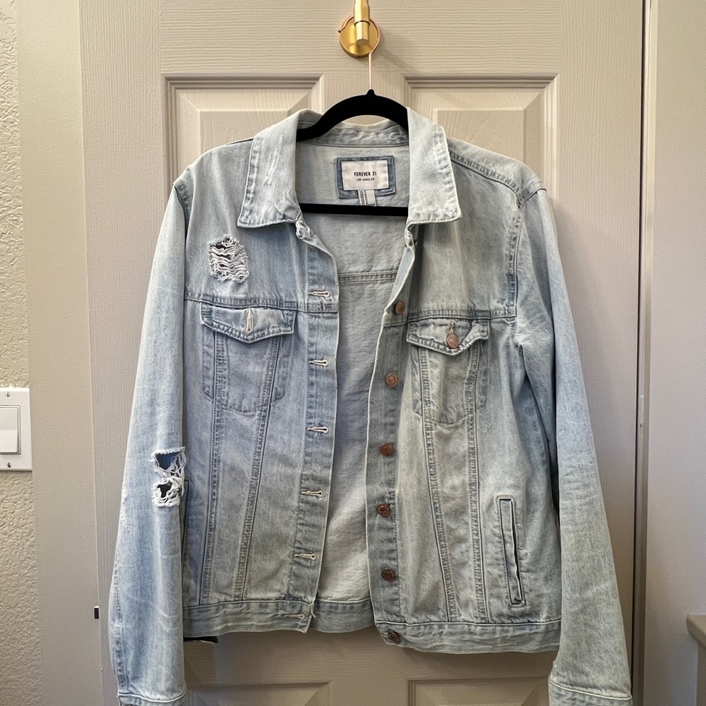 Light Distressed Denim Jacket - image 1